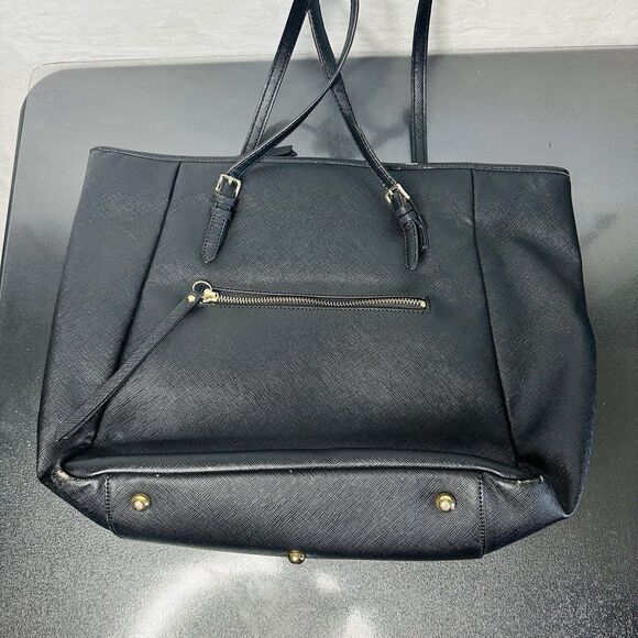 Sorial New York Handbags - Sorial Womens Large Black Saffiano Leather Satchel Tote Black Double Handles